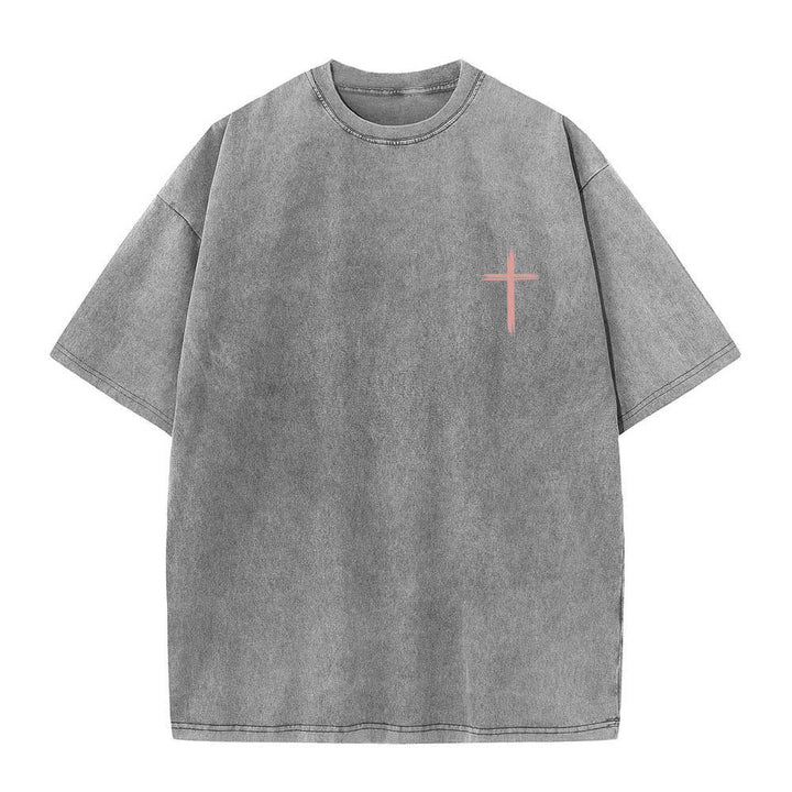 Christianartworkshop T-shirt délavé à imprimé floral et lettres croisées double face « Que tout ce que vous faites soit fait avec amour » - image 26