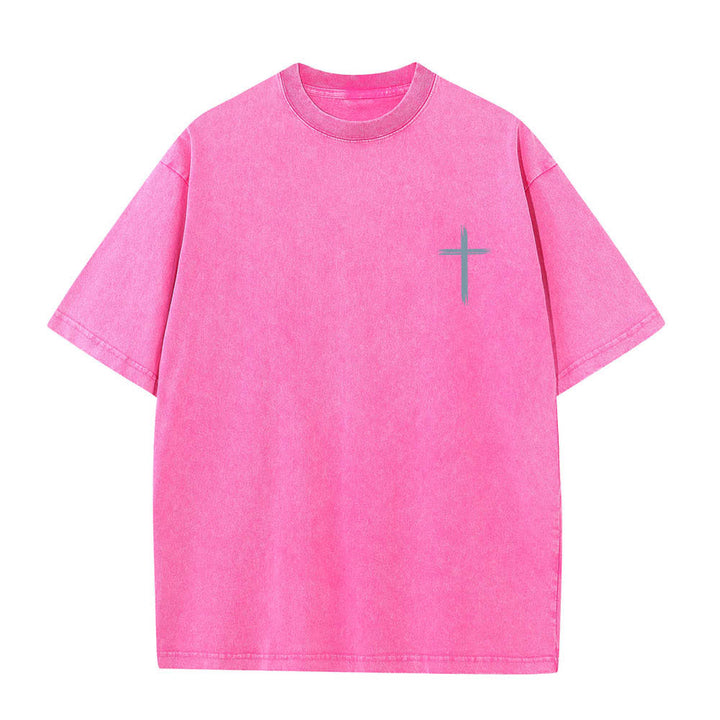 Christianartworkshop T-shirt délavé à imprimé floral et lettres croisées double face « Que tout ce que vous faites soit fait avec amour » - image 14