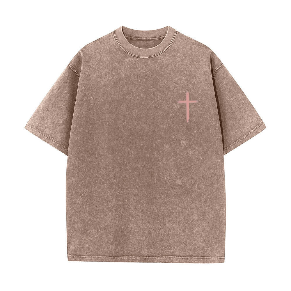 Christianartworkshop T-shirt délavé à imprimé floral et lettres croisées double face « Que tout ce que vous faites soit fait avec amour » - image 23