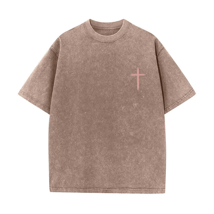 Christianartworkshop T-shirt délavé à imprimé floral et lettres croisées double face « Que tout ce que vous faites soit fait avec amour » - image 23