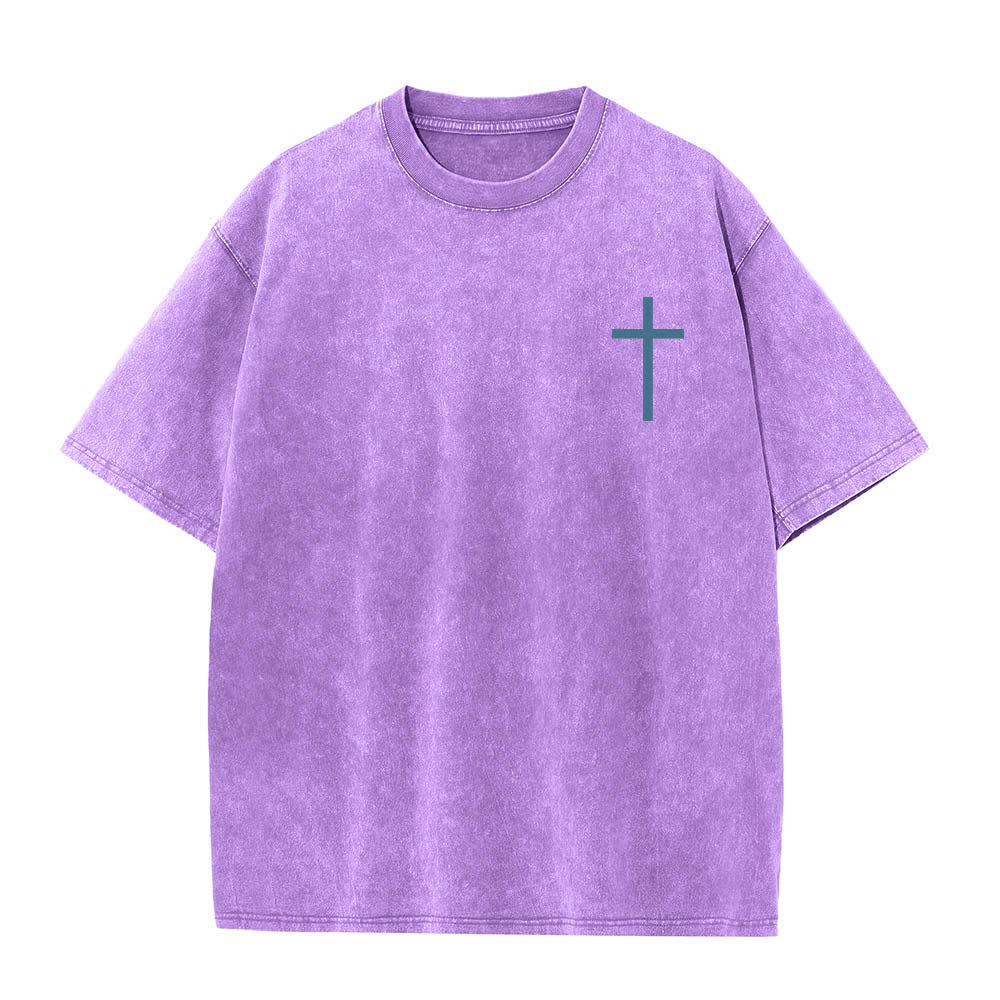 Christianartworkshop T-shirt délavé avec impression recto-verset Philippiens 4:13 et croix - image 14