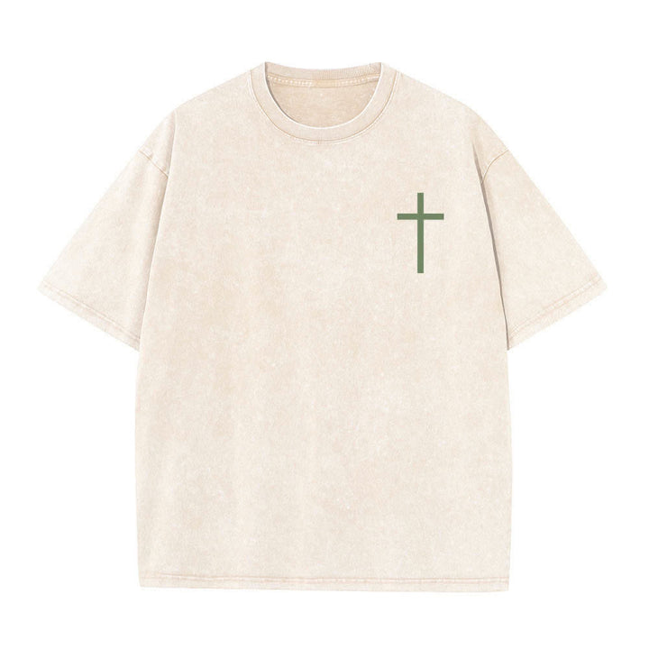 Christianartworkshop T-shirt délavé avec impression recto-verset Philippiens 4:13 et croix - image 11