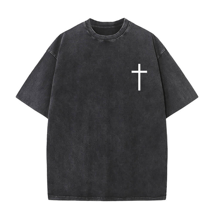 Christianartworkshop T-shirt délavé avec impression recto-verset Philippiens 4:13 et croix - image 8