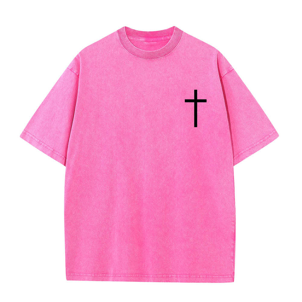 Christianartworkshop T-shirt délavé avec impression recto-verset Philippiens 4:13 et croix - image 17