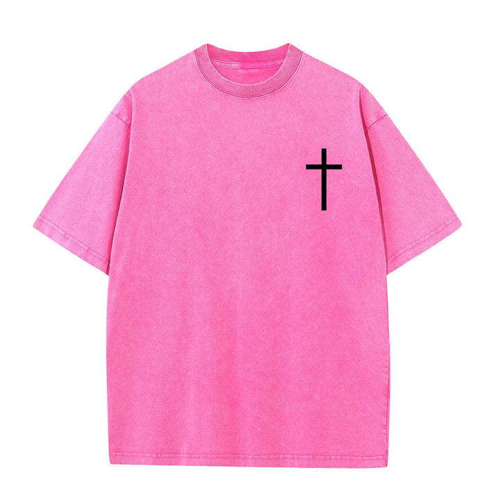 Christianartworkshop T-shirt délavé avec impression recto-verset Philippiens 4:13 et croix - image 17