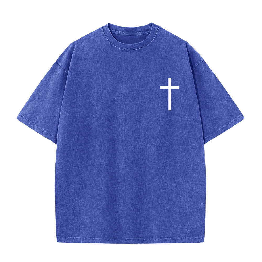 Christianartworkshop T-shirt délavé avec impression recto-verset Philippiens 4:13 et croix - image 23