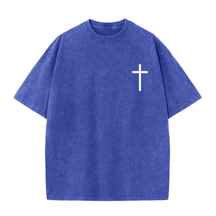 Christianartworkshop T-shirt délavé avec impression recto-verset Philippiens 4:13 et croix - image 23