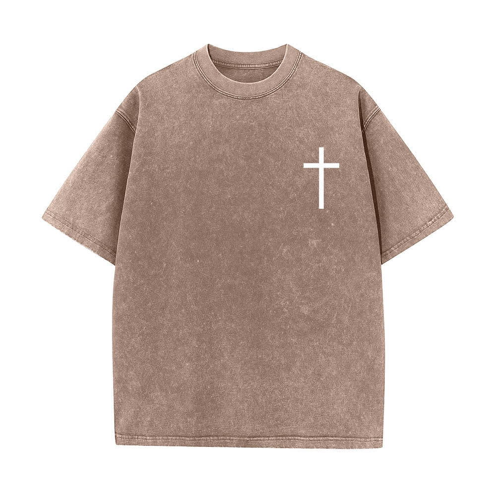 Christianartworkshop T-shirt délavé avec impression recto-verset Philippiens 4:13 et croix - image 26