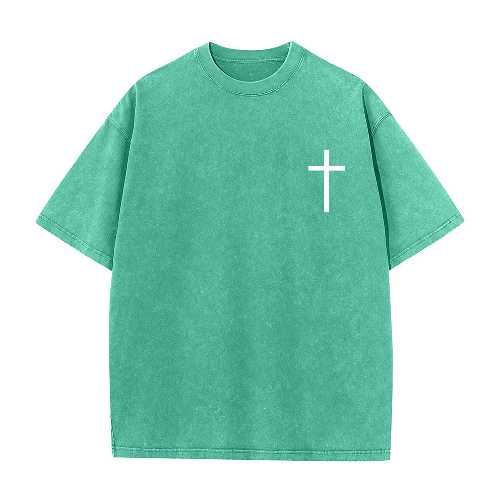 Christianartworkshop T-shirt délavé avec impression recto-verset Philippiens 4:13 et croix - image 5