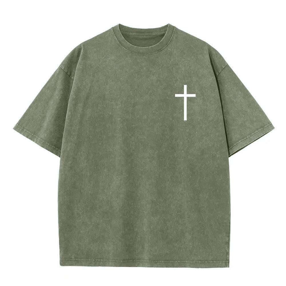 Christianartworkshop T-shirt délavé avec impression recto-verset Philippiens 4:13 et croix - image 20