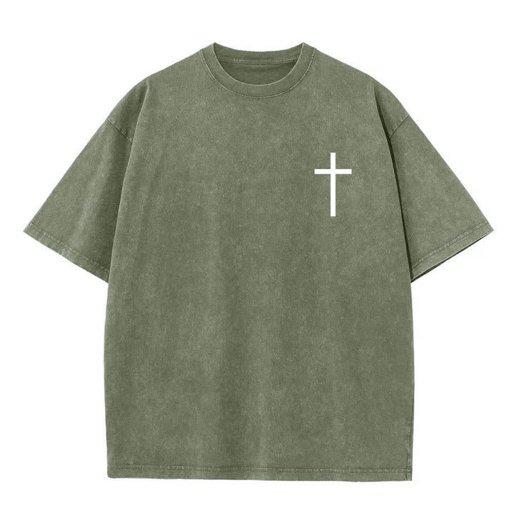 Christianartworkshop T-shirt délavé avec impression recto-verset Philippiens 4:13 et croix - image 20