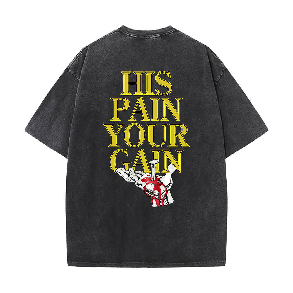 Christianartworkshop T-shirt délavé à imprimé graphique double face Lord's Gym « Sa douleur, ton gain » - image 11