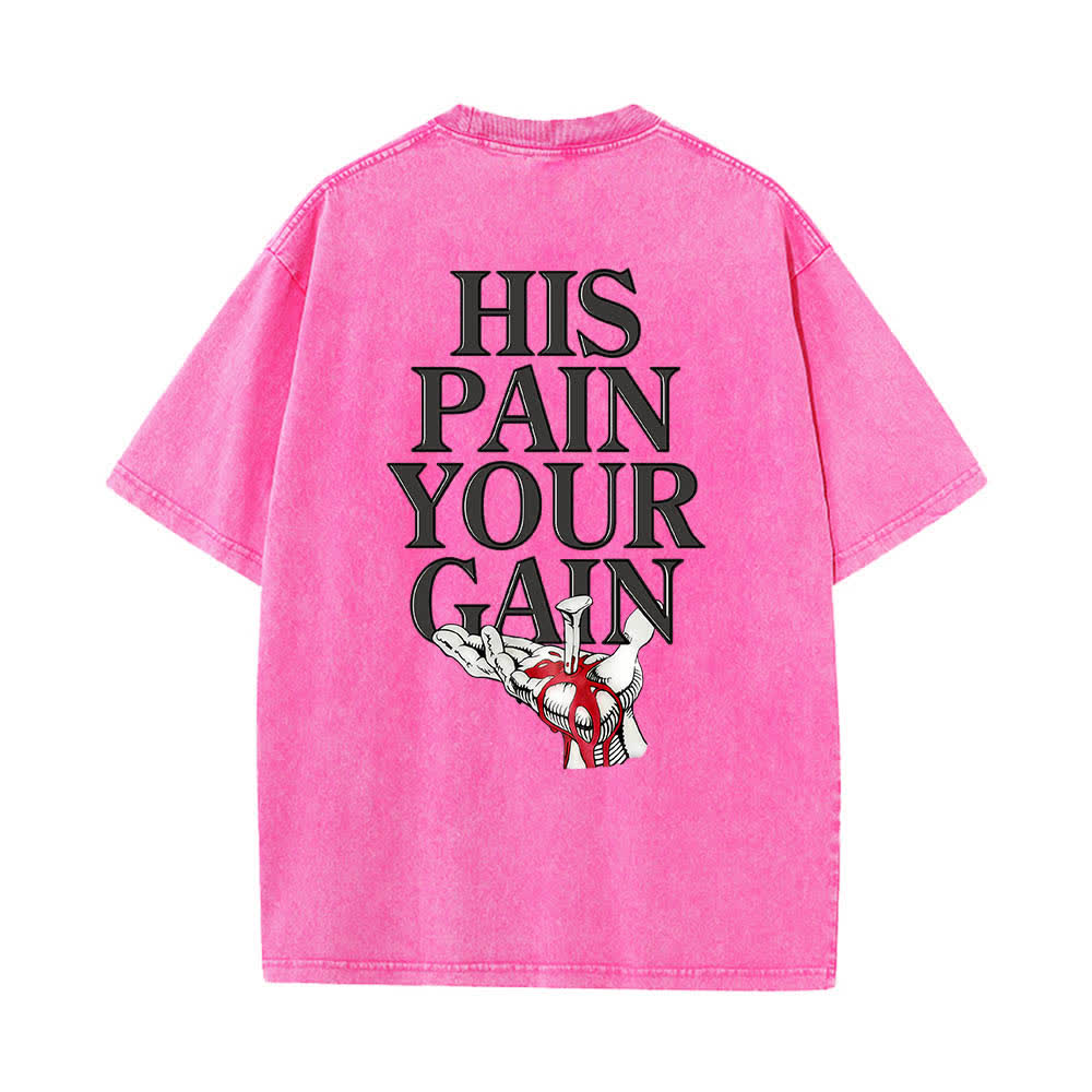Christianartworkshop T-shirt délavé à imprimé graphique double face Lord's Gym « Sa douleur, ton gain » - image 20