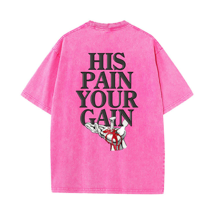 Christianartworkshop T-shirt délavé à imprimé graphique double face Lord's Gym « Sa douleur, ton gain » - image 20
