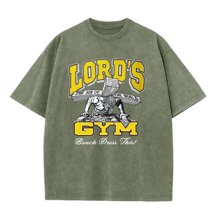 Christianartworkshop T-shirt délavé à imprimé graphique double face Lord's Gym « Sa douleur, ton gain » - image 22