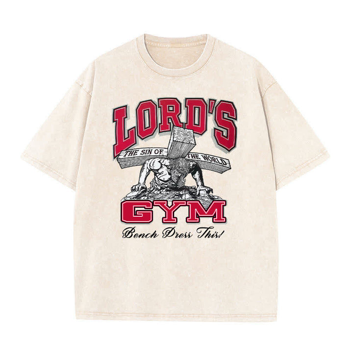 Christianartworkshop T-shirt délavé à imprimé graphique double face Lord's Gym « Sa douleur, ton gain » - image 13