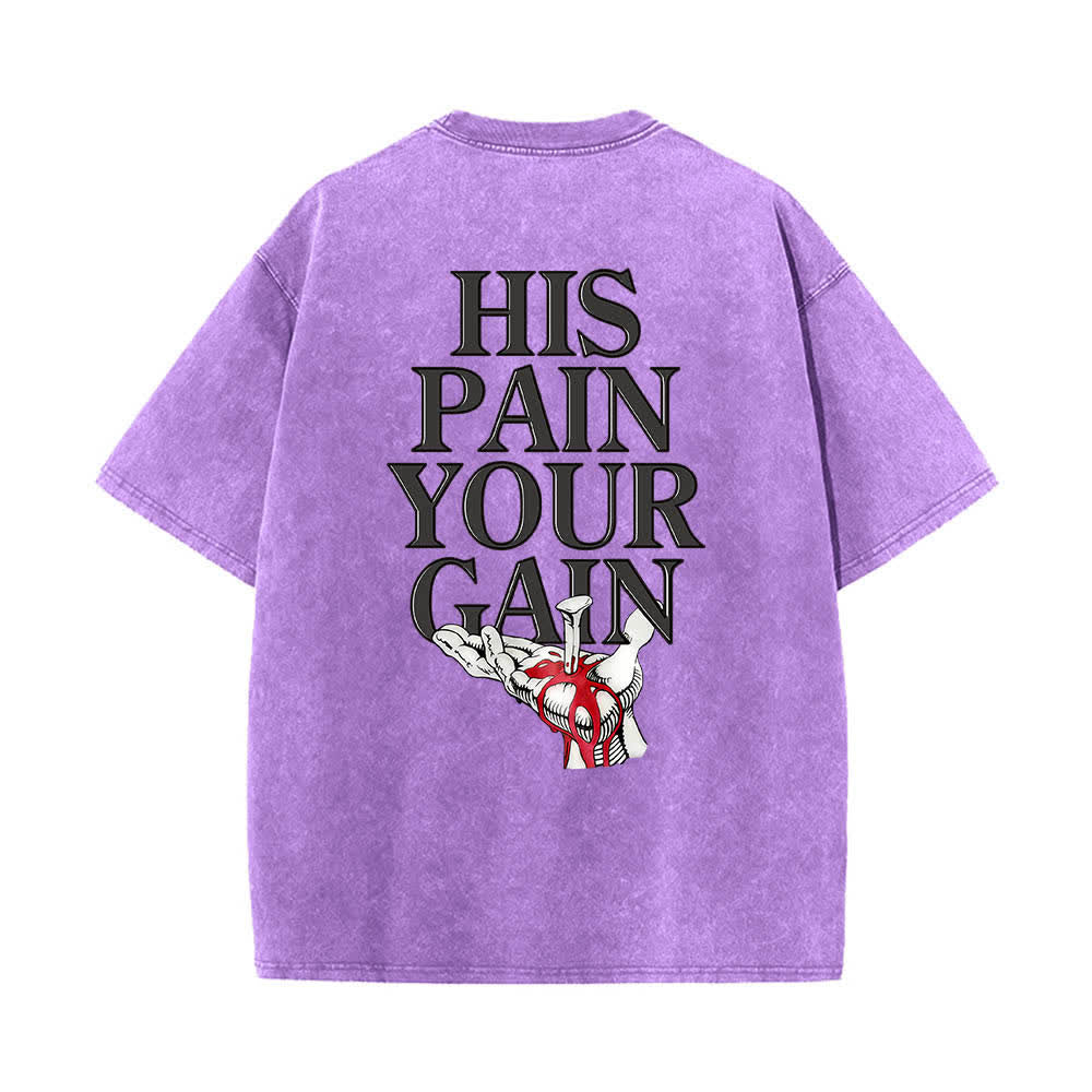 Christianartworkshop T-shirt délavé à imprimé graphique double face Lord's Gym « Sa douleur, ton gain » - image 17