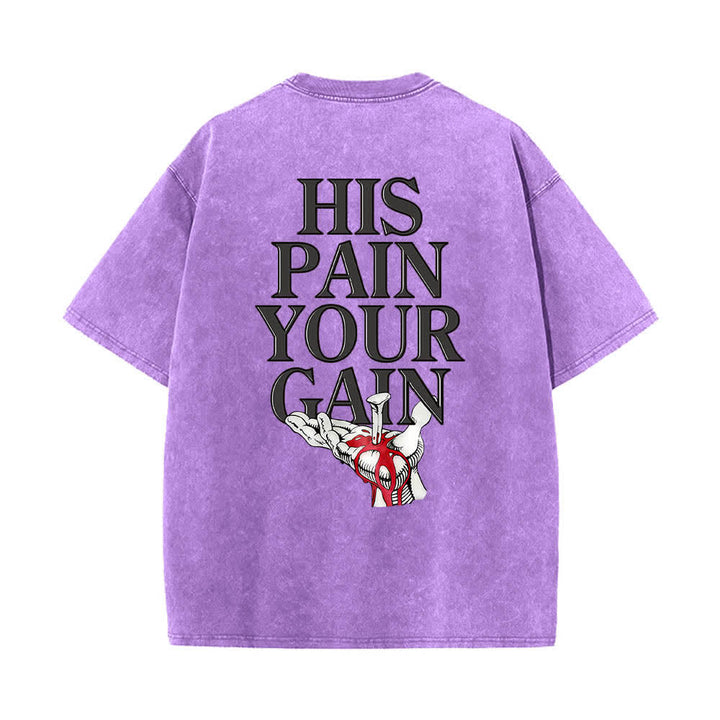 Christianartworkshop T-shirt délavé à imprimé graphique double face Lord's Gym « Sa douleur, ton gain » - image 17