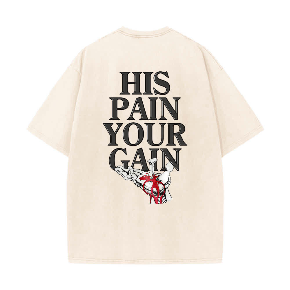 Christianartworkshop T-shirt délavé à imprimé graphique double face Lord's Gym « Sa douleur, ton gain » - image 14