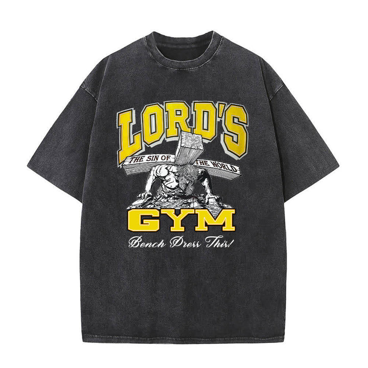 Christianartworkshop T-shirt délavé à imprimé graphique double face Lord's Gym « Sa douleur, ton gain » - image 10