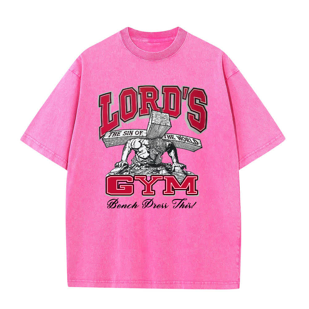 Christianartworkshop T-shirt délavé à imprimé graphique double face Lord's Gym « Sa douleur, ton gain » - image 19