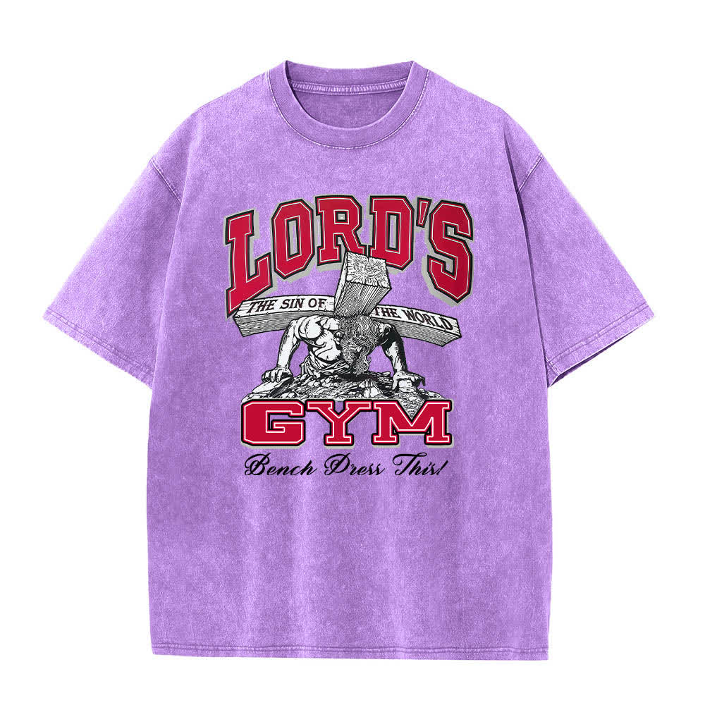 Christianartworkshop T-shirt délavé à imprimé graphique double face Lord's Gym « Sa douleur, ton gain » - image 16