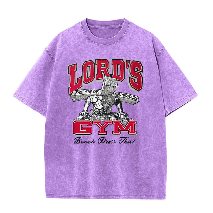 Christianartworkshop T-shirt délavé à imprimé graphique double face Lord's Gym « Sa douleur, ton gain » - image 16