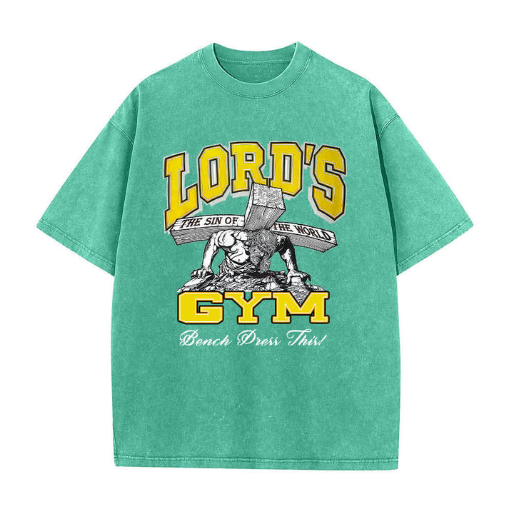 Christianartworkshop T-shirt délavé à imprimé graphique double face Lord's Gym « Sa douleur, ton gain » - image 7
