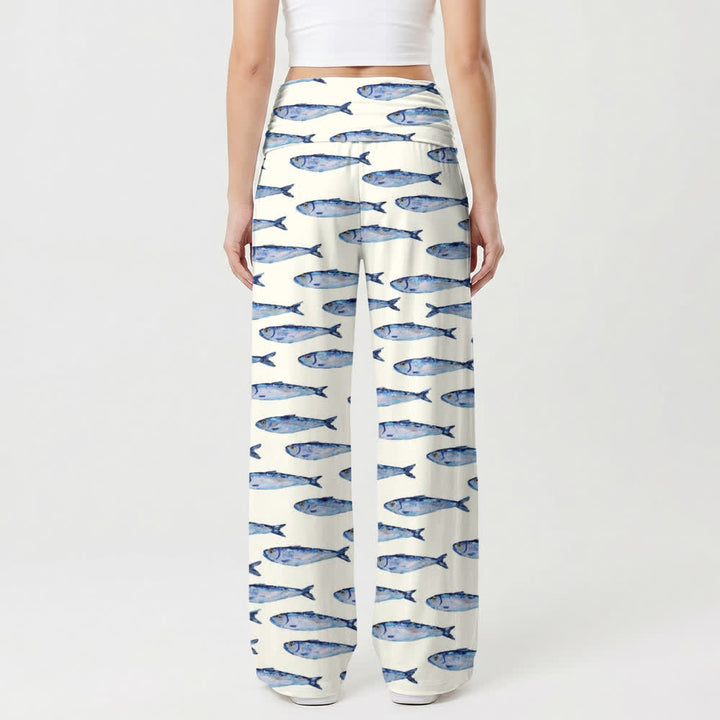 Christianartworkshop Pantalon large pour femme, motif aquarelle « Poissons et Confiance en Dieu », style décontracté. - image 2