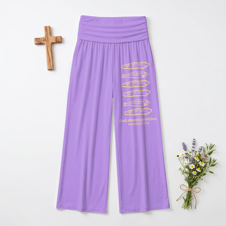 Christianartworkshop Pains et poissons, Dieu pourvoit toujours, verset biblique, art, foi décontractée, pantalon large pour femme - Violet - US22, UK/AU26, EU54 (6XL) - image 12