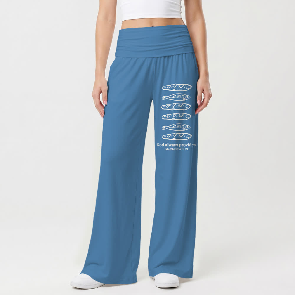 Christianartworkshop Pains et poissons, Dieu pourvoit toujours, verset biblique, art, foi décontractée, pantalon large pour femme - image 7