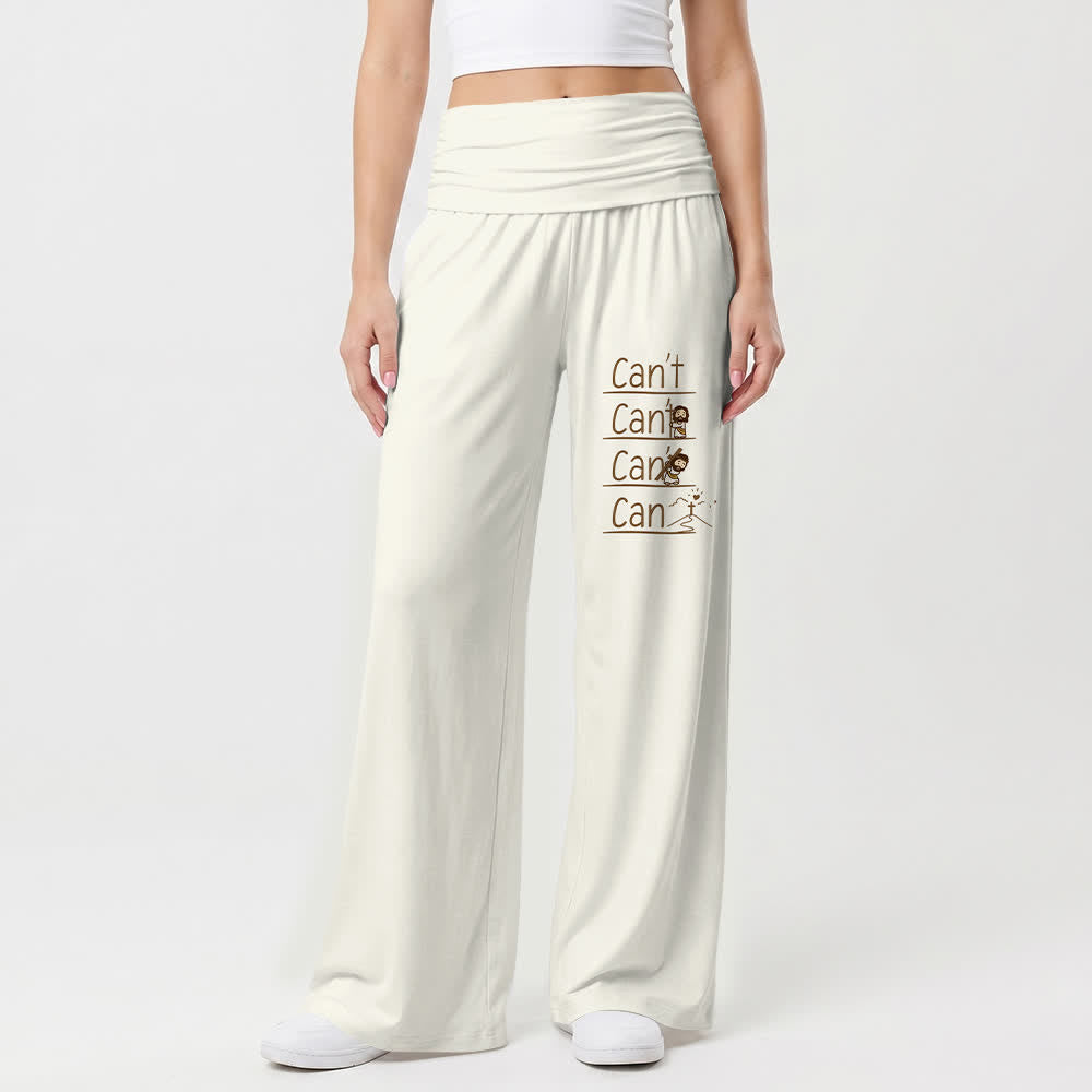 Christianartworkshop Pantalon large décontracté pour femme « Foi et impossible à faire » avec inscription « Foi en dessin animé ». - image 1