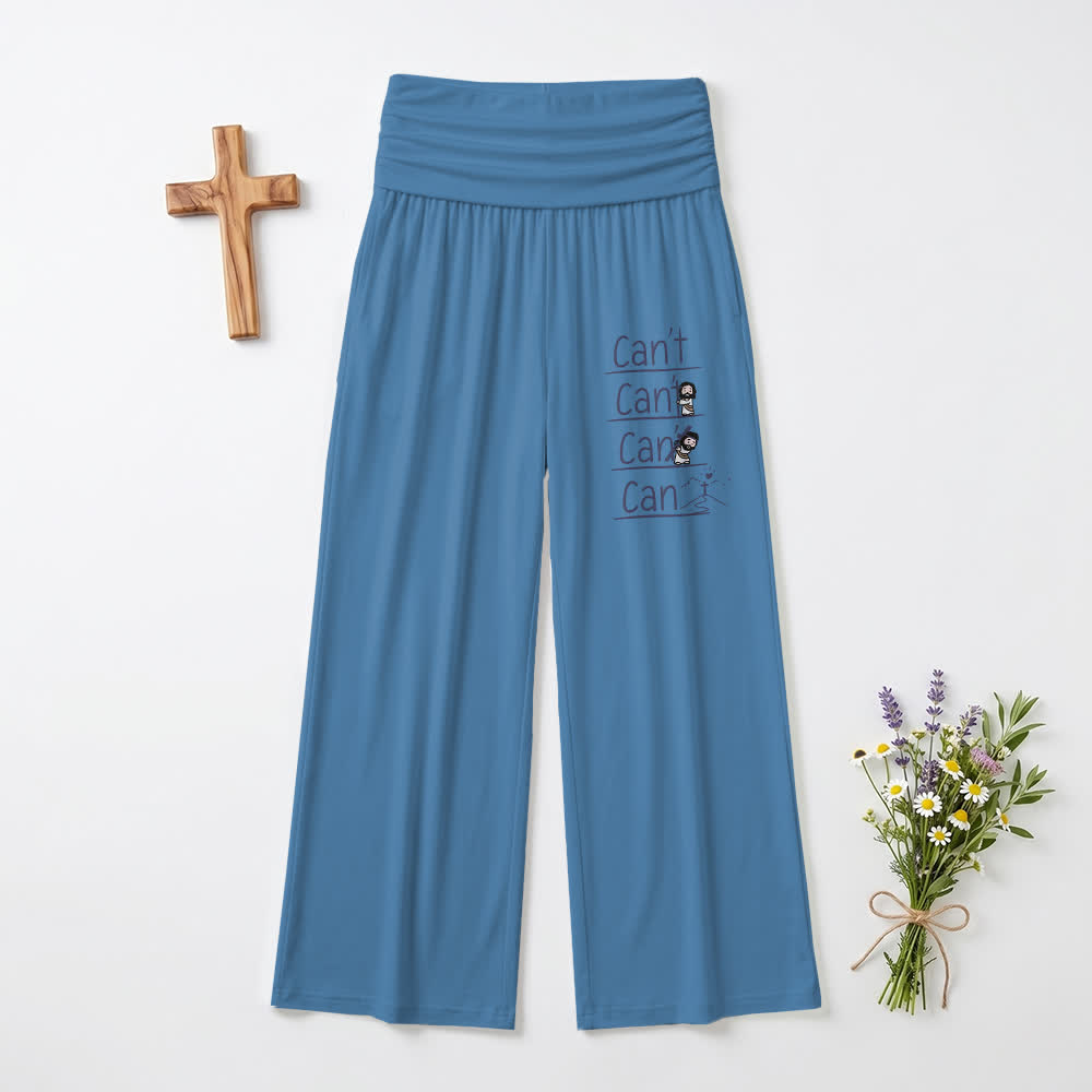 Christianartworkshop Pantalon large décontracté pour femme « Foi et impossible à faire » avec inscription « Foi en dessin animé ». - Bleu - US22, UK/AU26, EU54 (6XL) - image 3
