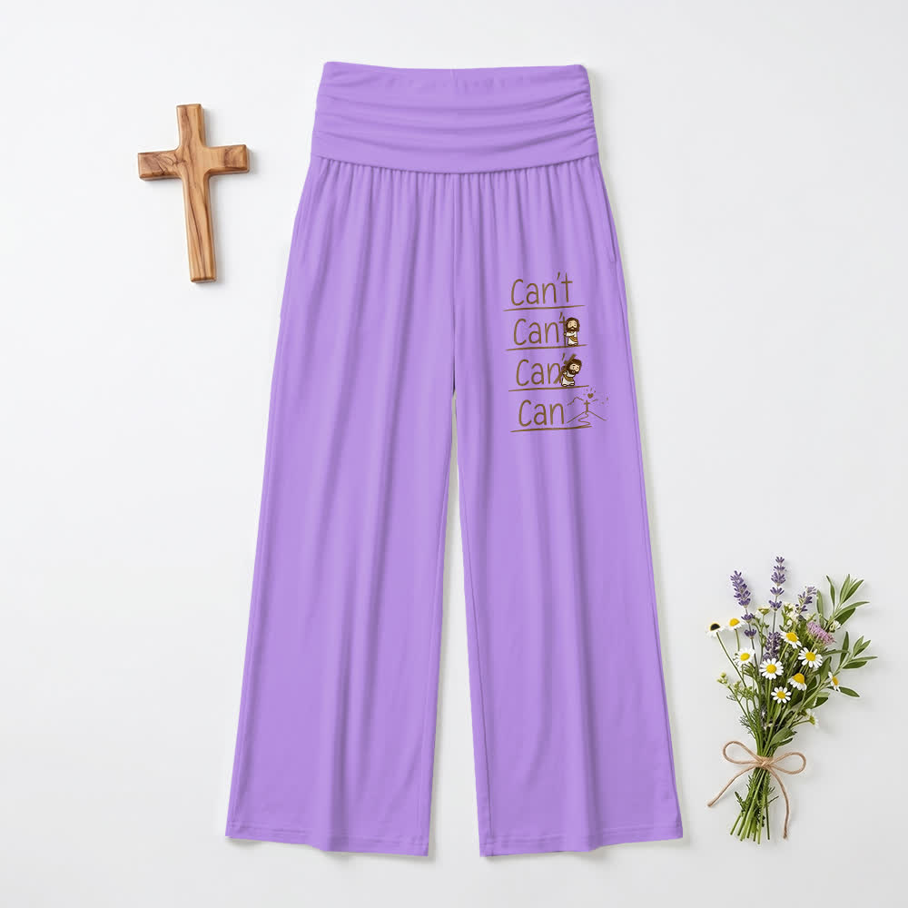Christianartworkshop Pantalon large décontracté pour femme « Foi et impossible à faire » avec inscription « Foi en dessin animé ». - Violet - US22, UK/AU26, EU54 (6XL) - image 9