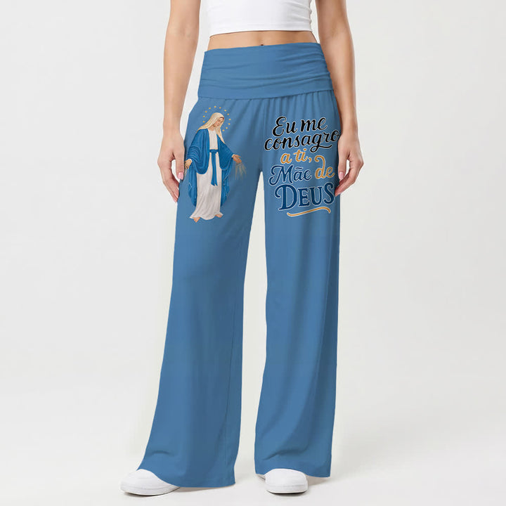 Christianartworkshop Pantalon large pour femme, style décontracté, avec une illustration de la Vierge Marie miraculeuse et des versets bibliques portugais. - image 10