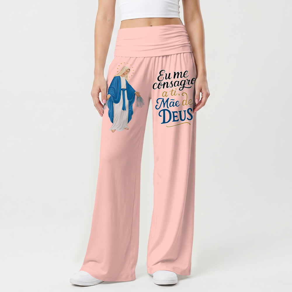 Christianartworkshop Pantalon large pour femme, style décontracté, avec une illustration de la Vierge Marie miraculeuse et des versets bibliques portugais. - image 14