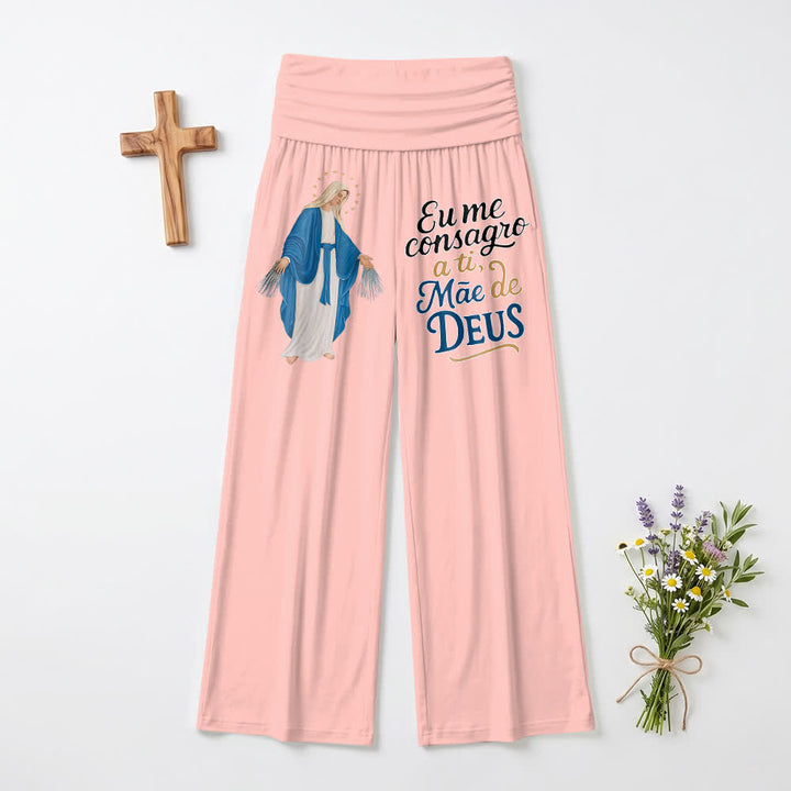 Christianartworkshop Pantalon large pour femme, style décontracté, avec une illustration de la Vierge Marie miraculeuse et des versets bibliques portugais. - Rose - US22, UK/AU26, EU54 (6XL) - image 12