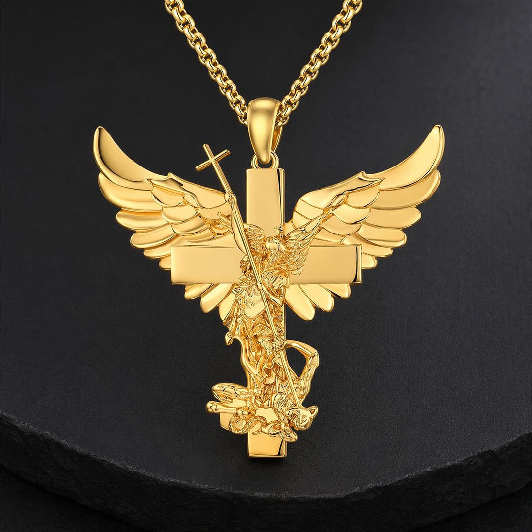 Christianartworkshop Collier pendentif croix ailée Gardien Saint Michel - image 5