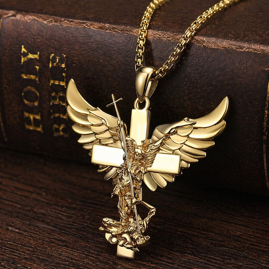 Christianartworkshop Collier pendentif croix ailée Gardien Saint Michel - image 3