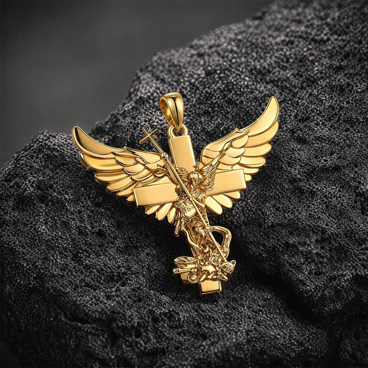 Christianartworkshop Collier pendentif croix ailée Gardien Saint Michel - image 1