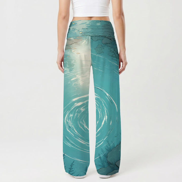 Christianartworkshop Jésus marchant sur l'eau, dessin animé Ripple Lake, pantalon large pour femme, style décontracté et religieux - image 2