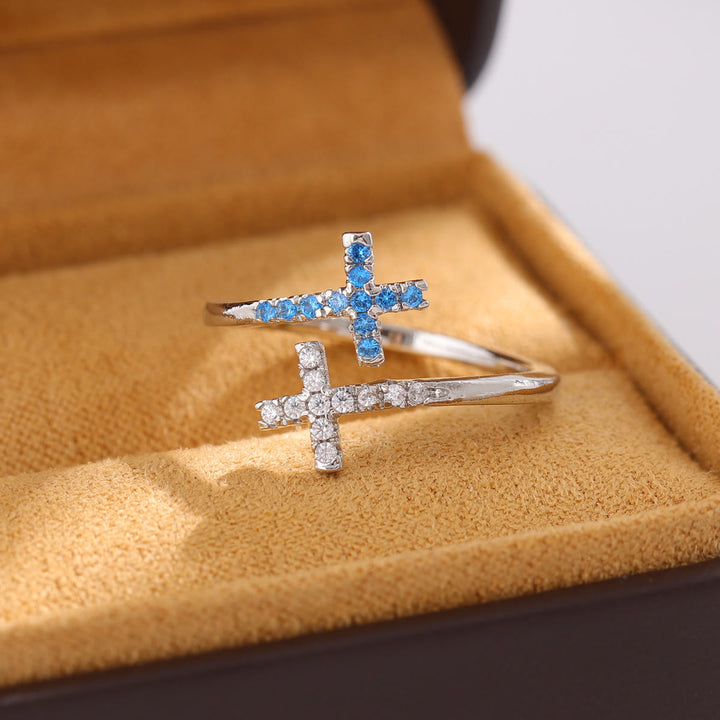 Christianartworkshop Bague ajustable Sparkling Cross Bypass - image 2