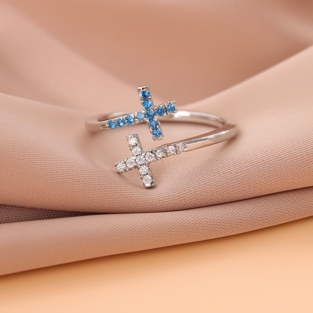 Christianartworkshop Bague ajustable Sparkling Cross Bypass - image 1