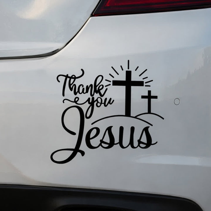 Christianartworkshop Merci, autocollant de voiture Croix de Jésus et soleil levant - image 4