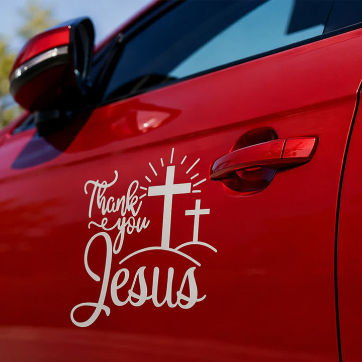 Christianartworkshop Merci, autocollant de voiture Croix de Jésus et soleil levant - image 8