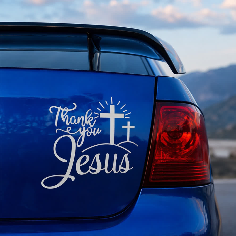 Christianartworkshop Merci, autocollant de voiture Croix de Jésus et soleil levant - image 10