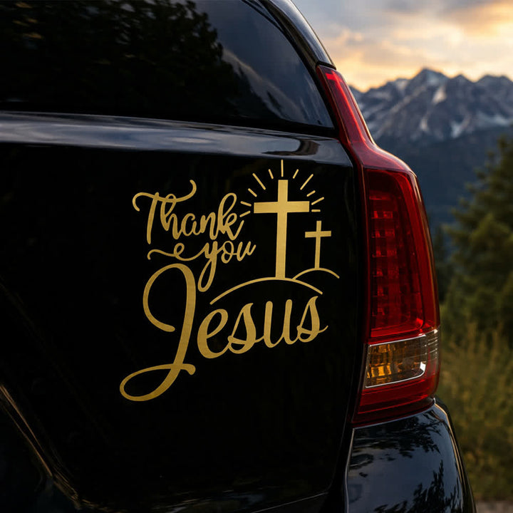 Christianartworkshop Merci, autocollant de voiture Croix de Jésus et soleil levant - image 1