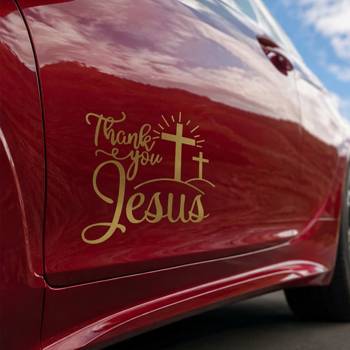 Christianartworkshop Merci, autocollant de voiture Croix de Jésus et soleil levant - image 2