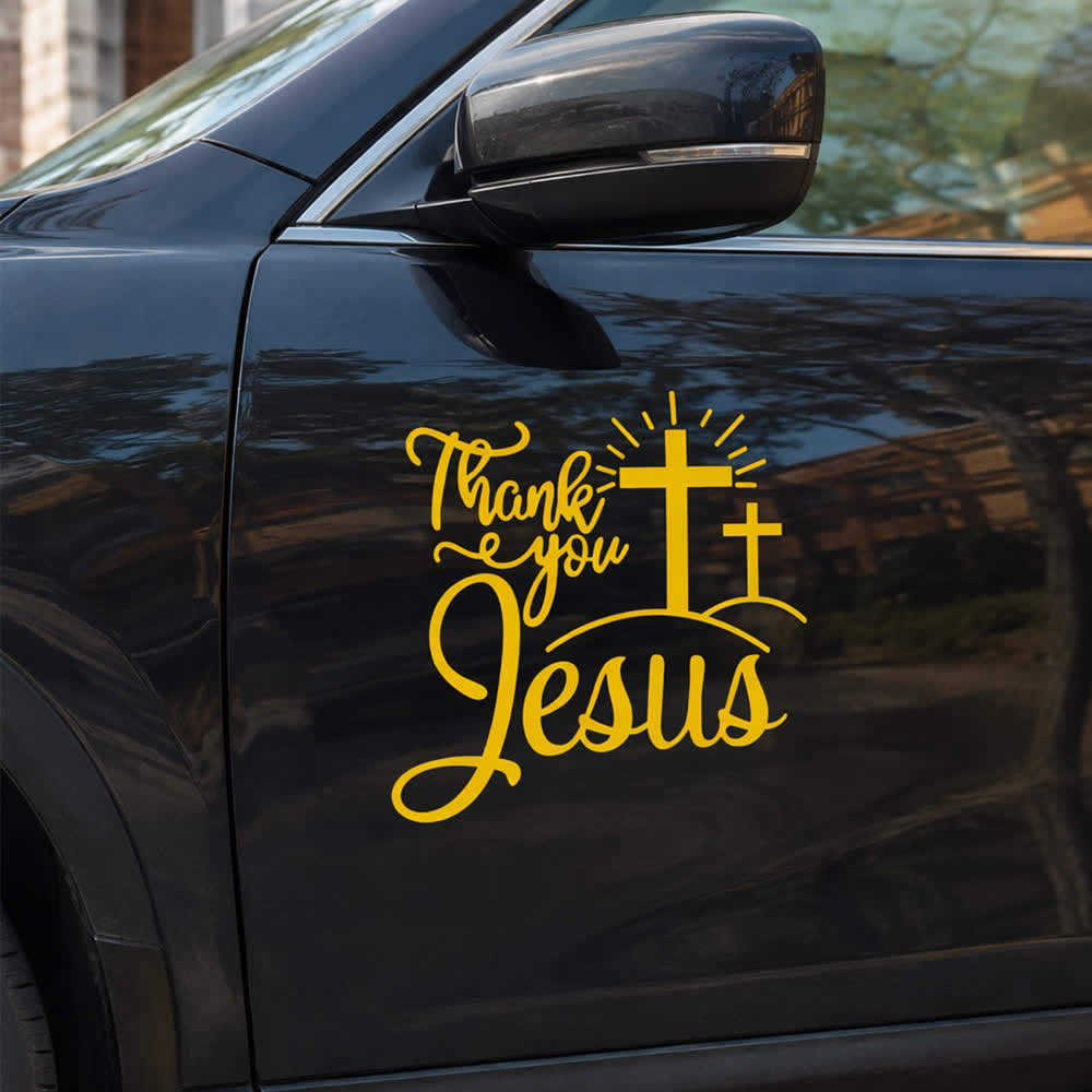 Christianartworkshop Merci, autocollant de voiture Croix de Jésus et soleil levant - image 14