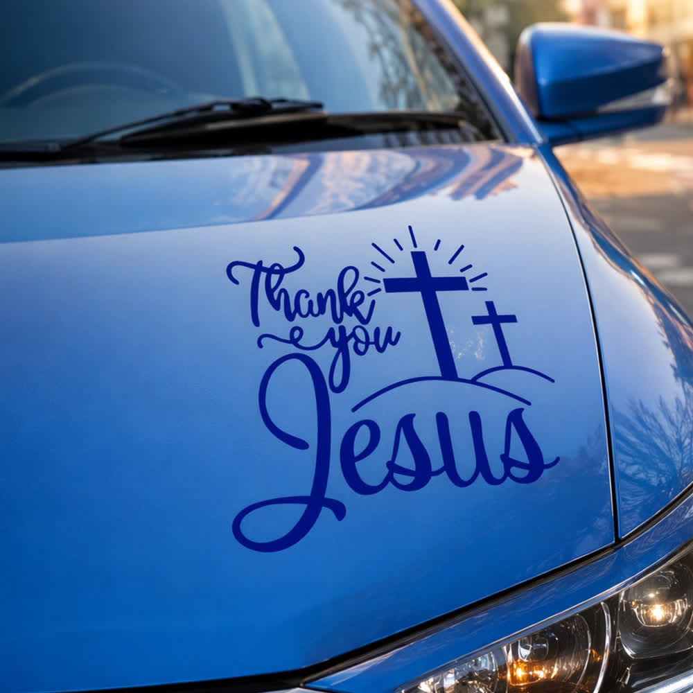 Christianartworkshop Merci, autocollant de voiture Croix de Jésus et soleil levant - image 16